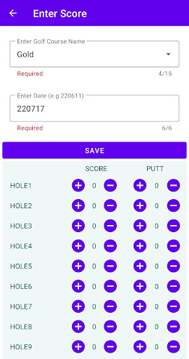 My Golf Scorecard Screen 3