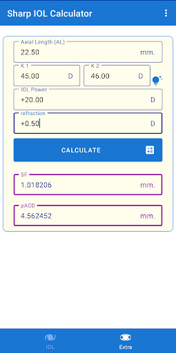 Sharp IOL Calculator Screen 2