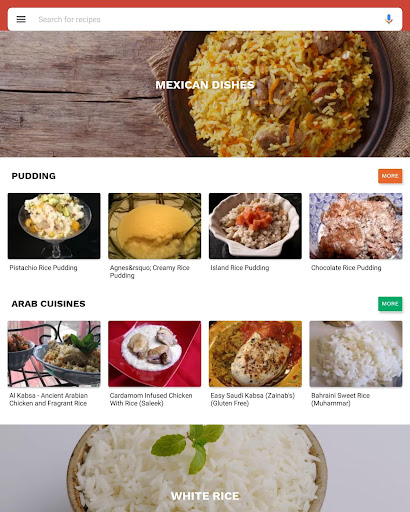 Screenshot of Rice Recipes App
