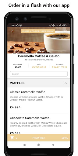 Android application Caramello Coffee & Gelato screenshort