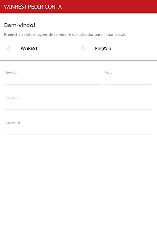 Android application WinRest Pedir Conta screenshort