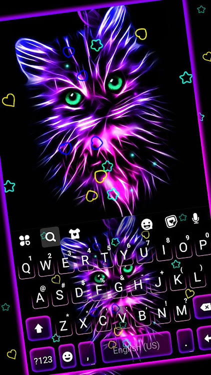 Purple Neon Cat Keyboard Theme - 8.7.1_0613 - (Android)
