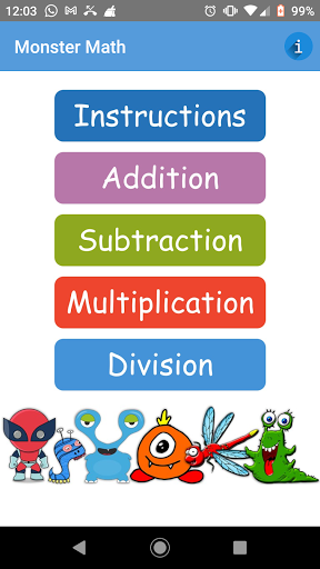 Android application Monster Math screenshort