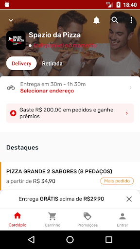 Android application Spazio da Pizza screenshort