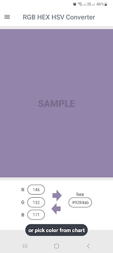 Android application RGB HEX HSV Converter screenshort