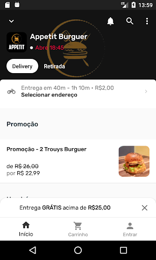 Android application Appetit Burguer screenshort
