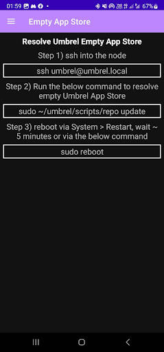 Umbrel Node Help Screen 3