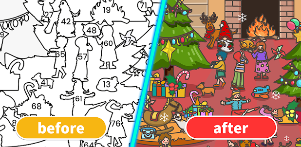 Happy Sticker: Color By Number
