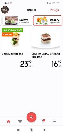 Android application Pizzeria Brocci Poznań screenshort