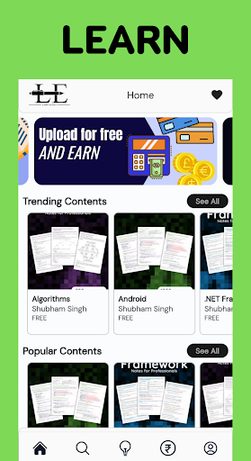 Android application Learn and Earn screenshort