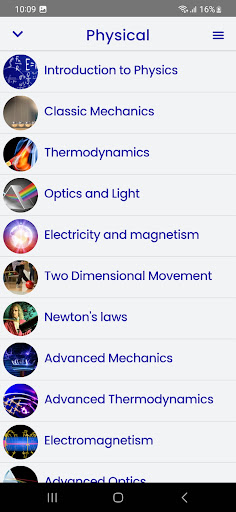 Android application Physics Course screenshort