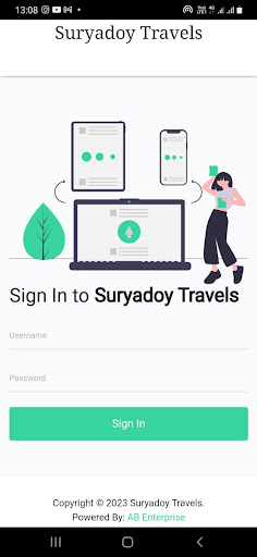 Android application Suryadoy Travels screenshort