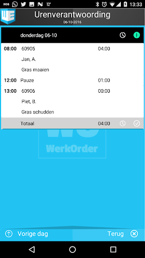 WerkOrder Screen 2