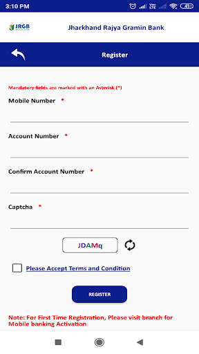 Android application Jharkhand Rajya Mobile Banking screenshort