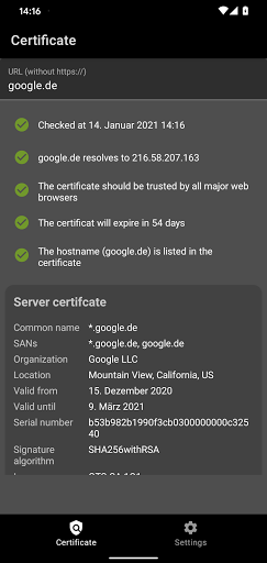 SSL Certificate Checker Screen 2