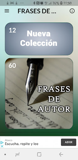 Android application MENSAJES AMOR AUTORES DE ÉPOCA screenshort