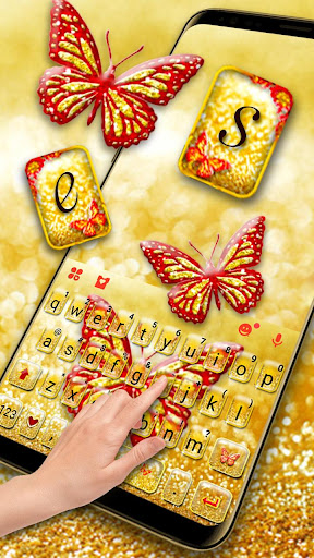 Gold Glitter Butterfly Keyboar Screen 2