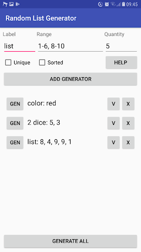 Persistent Random List Generat Screen 2