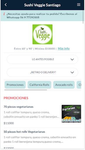 Android application Sushi Veggie screenshort