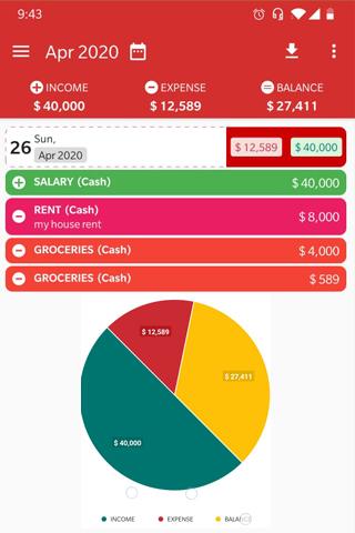 Android application budget Money Expense Tracker screenshort