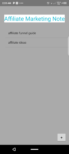 Android application Affiliate Notebook screenshort