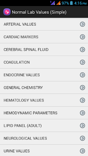 Normal Lab Values Reference Screenshot 1 - AppWisp.com