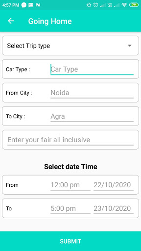 TajwayCabs Partner Screen 3