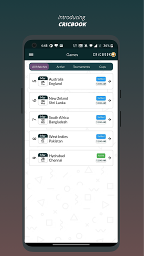 Android application Cricbook - Sportsbook Utility. screenshort