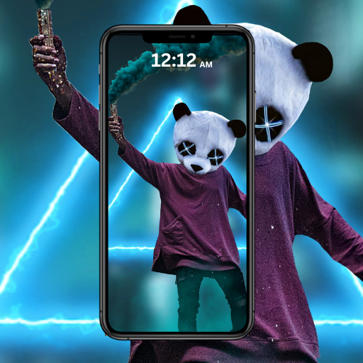Neon Panda Mask Wallpaper
