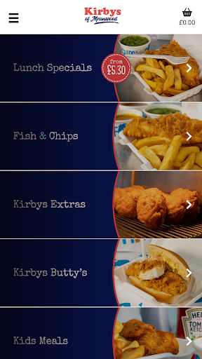 Android application Kirbys Fish & Chips screenshort