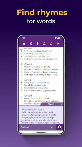 Screenshot of Lyrics Notepad - Song Writing