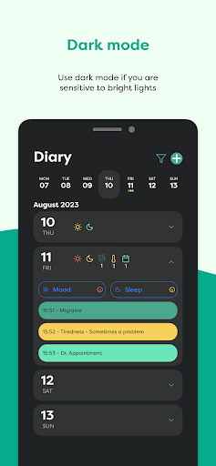 Android application MigraineManager screenshort