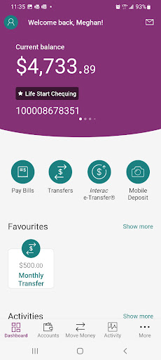 Weyburn CU Mobile Banking Screen 2