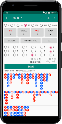 Android application SicBo Analyzer screenshort