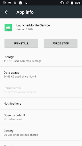 Launcher monitor service Screen 2