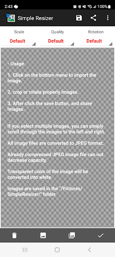 Android application Reducing Image File Size screenshort