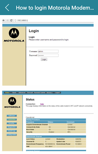 Android application Motorola Modem Router Guide screenshort