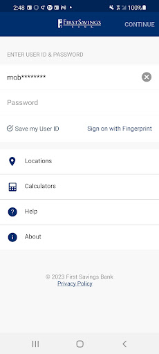 Android application First Savings Bank Personal screenshort
