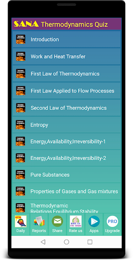Android application Thermodynamics Quiz screenshort