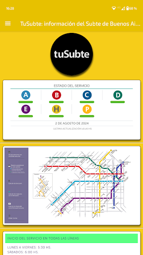 Android application TuSubte: información del Subte screenshort