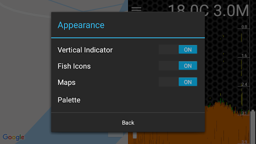 Screenshot of XFishFinder sonar fish finder