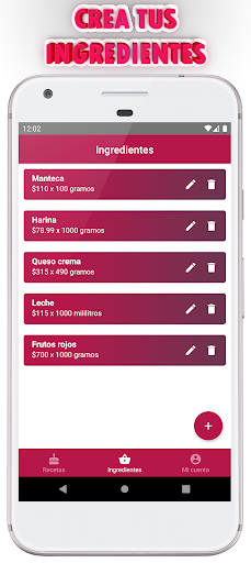 Android application Calculate Recipes screenshort
