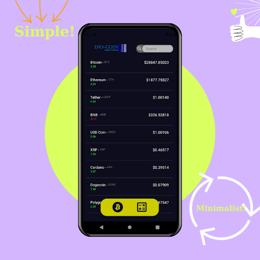 Android application Dio Coin screenshort