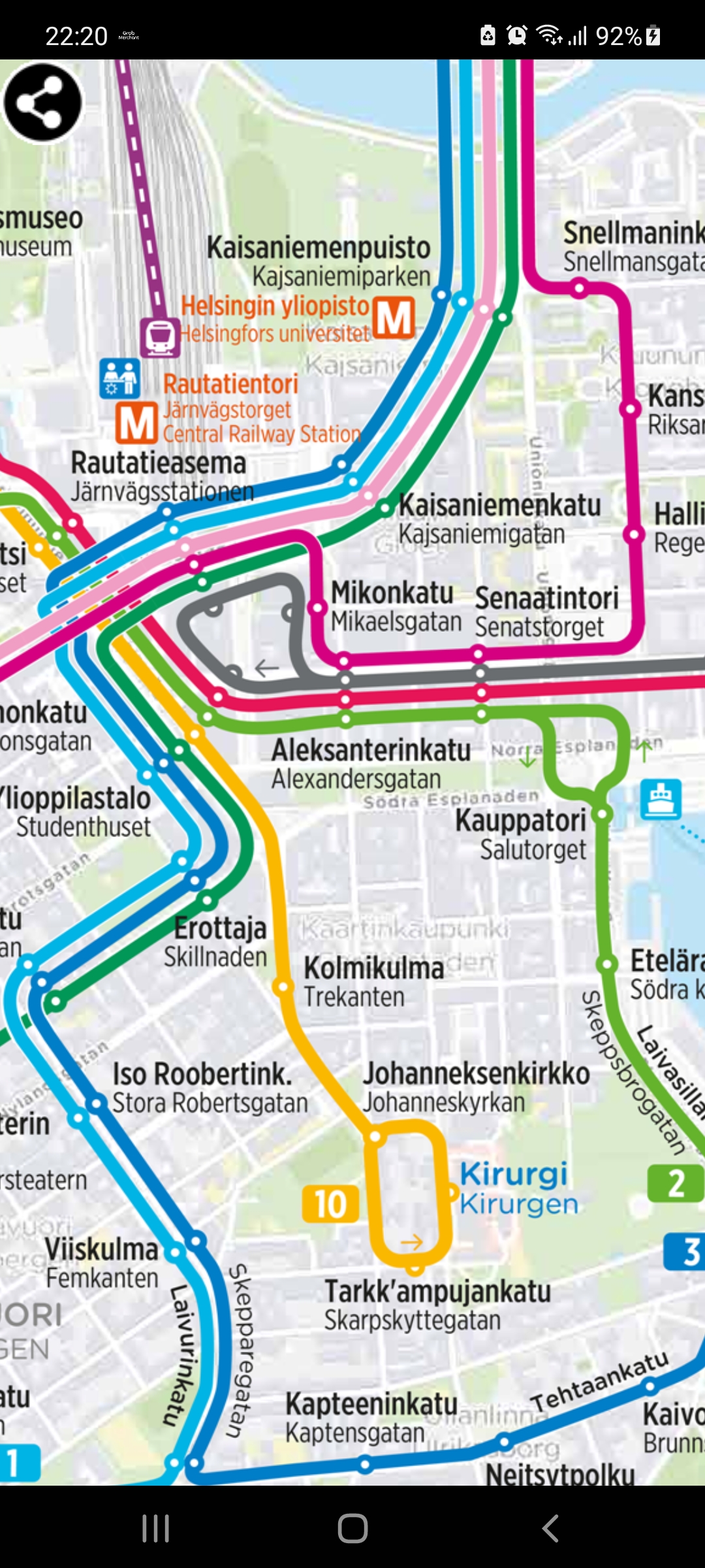 Android application Helsinki Tram Map screenshort