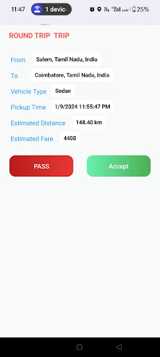 Namma Drop Taxi Operator Screen 3