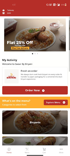 Android application Swear By Biryani screenshort