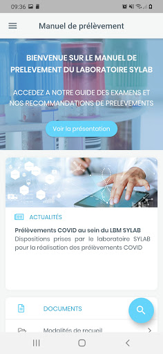 Android application LBM SYLAB - Catalogue des exam screenshort