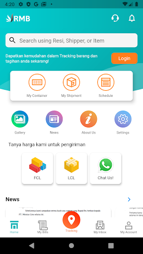 Android application RMB Trans Tracking Apps screenshort