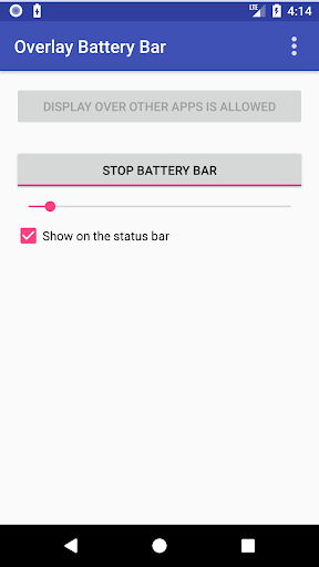 Android application Overlay Battery Bar screenshort