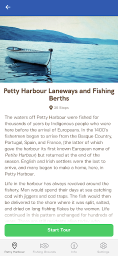 Android application Petty Harbour Soundwalk screenshort